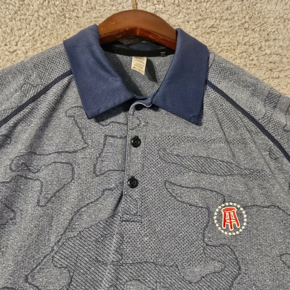 UNRL Golf Barstool Sports Stool Logo Polo Shirt Mens Large Blue Camo Performance